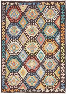 Tappeto Kilim Afghanistan Geometrico Marrone Multicolore 175x245 Cm