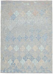 Tappeto Kilim Afghanistan Geometrico Grigio Blu 173x237 Cm