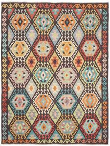Tappeto Kilim Afghanistan Geometrico Multicolore Terra 183x242 Cm