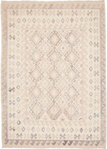 Tappeto Kilim Afghanistan Geometrico Beige Marrone Grigio 170x232 Cm