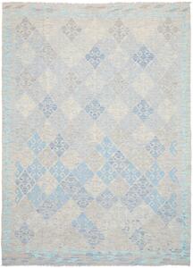 Tappeto Kilim Afghanistan Astratto Blu Grigio 175x244 Cm