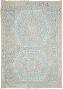 Tappeto Kilim Afghanistan Geometrico Beige Azzurro 182x253 Cm