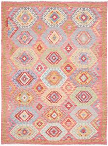 Tappeto Kilim Afghanistan Astratto Rosa Multicolore 179x246 Cm