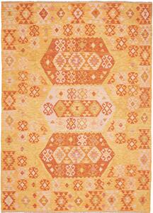 Tappeto Kilim Afghanistan Geometrico Giallo Arancio 177x250 Cm