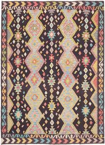 Tappeto Kilim Afghanistan Geometrico Scuri Vivaci 172x238 Cm