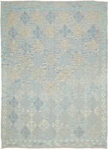 Tappeto Kilim Afghanistan Geometrico Celeste Grigio 182x245 Cm