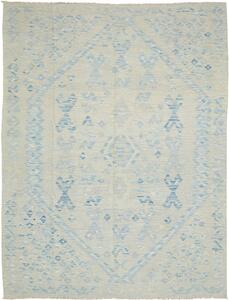 Tappeto Kilim Afghanistan Geometrico Beige Azzurro Cielo 185x247 Cm