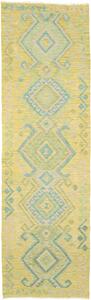 Tappeto Kilim Afghanistan Geometrico Giallo Turchese 73x247 Cm
