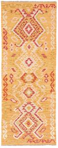 Tappeto Kilim Afghanistan Geometrico Giallo Rosso 65x172 Cm