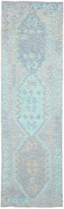 Tappeto Kilim Afghanistan Geometrico Blu Celeste 88x298 Cm