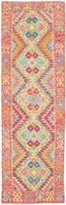 Tappeto Kilim Afghanistan Geometrico Multicolore Corallo 76x250 Cm