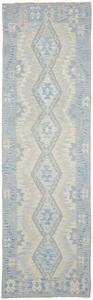 Tappeto Kilim Afghanistan Astratto Azzurro Beige 89x297 Cm