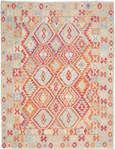 Tappeto Kilim Afghanistan Geometrico Azzurro Rosso 182x231 Cm