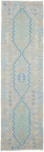 Tappeto Kilim Afghanistan Geometrico Azzurro Beige 84x301 Cm