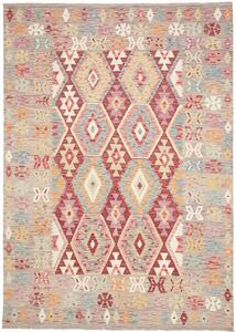 Tappeto Kilim Afghanistan Geometrico Multicolore Grigio 182x250 Cm