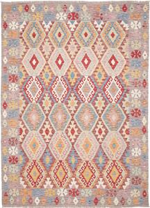 Tappeto Kilim Afghanistan Geometrico Grigio Multicolore 169x248 Cm