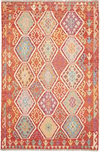 Tappeto Kilim Afghanistan Astratto Arancio Policromo 170x256 Cm