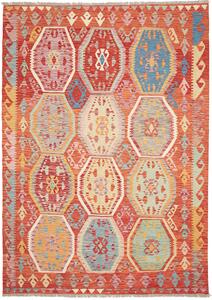 Tappeto Kilim Afghanistan Geometrico Arancio Multi 184x258 Cm