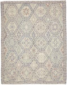 Tappeto Kilim Afghanistan Geometrico Grigio Azzurro 178x220 Cm