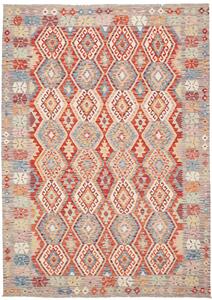 Tappeto Kilim Afghanistan Geometrico Rosso Blu Crema 180x250 Cm