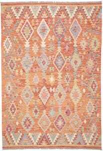 Tappeto Kilim Afghanistan Geometrico Arancione Pastello 150x150 Cm