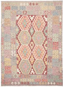 Tappeto Kilim Afghanistan Astratto Grigio Rosso 174x238 Cm