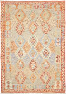 Tappeto Kilim Afghanistan Geometrico Beige Arancio 178x253 Cm