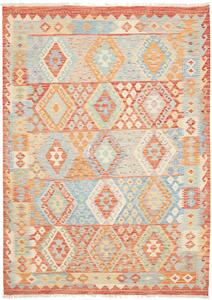Tappeto Kilim Afghanistan Astratto Terracotta Azzurro 173x242 Cm