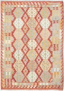 Tappeto Kilim Afghanistan Geometrico Rosso Azzurro 168x240 Cm