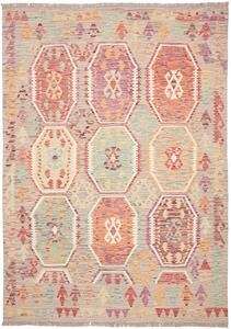 Tappeto Kilim Afghanistan Geometrico Grigio Terracotta 172x240 Cm