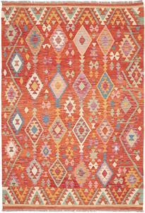 Tappeto Kilim Afghanistan Geometrico Arancio Policromo 167x246 Cm