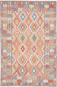 Tappeto Kilim Afghanistan Geometrico Grigio Colori Vivaci 179x243 Cm