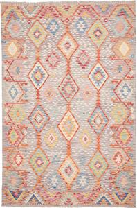 Tappeto Kilim Afghanistan Astratto Grigio Arancione 173x263 Cm