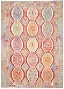 Tappeto Kilim Afghanistan Astratto Grigio Multicolore 177x245 Cm