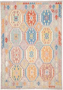 Tappeto Kilim Afghanistan Astratto Grigio Chiaro Multicolore Pastello 172x241 Cm