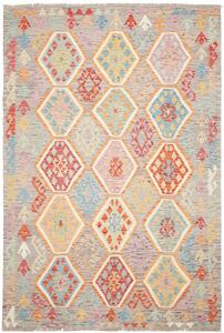 Tappeto Kilim Afghanistan Geometrico Grigio Multicolore 167x248 Cm