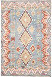 Tappeto Kilim Afghanistan Astratto Azzurro Arancio 173x253 Cm