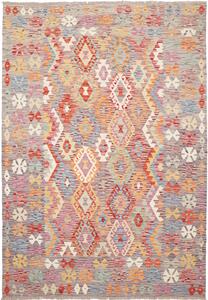 Tappeto Kilim Afghanistan Astratto Grigio Multicolore 171x249 Cm