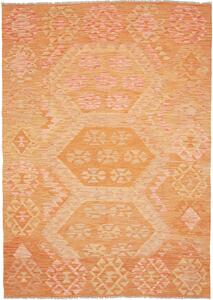 Tappeto Kilim Afghanistan Geometrico Arancio Rosa 175x257 Cm