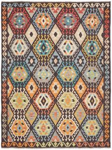 Tappeto Kilim Afghanistan Geometrico Marrone Turchese 183x246 Cm