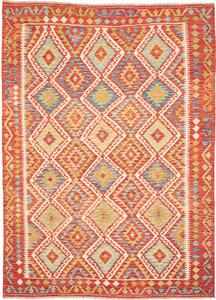 Tappeto Kilim Afghanistan Astratto Terracotta Blu 169x246 Cm