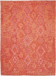 Tappeto Kilim Afghanistan Geometrico Rosso Arancio 182x245 Cm