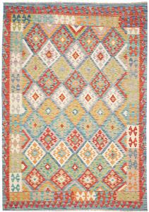 Tappeto Kilim Afghanistan Geometrico Azzurro Arancione Multicolore 172x244 Cm
