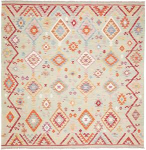Tappeto Kilim Afghanistan Geometrico Verde Acqua Multicolore 200x206 Cm