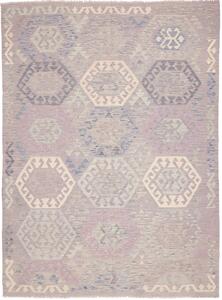 Tappeto Kilim Afghanistan Geometrico Grigio Lavanda Crema 177x240 Cm
