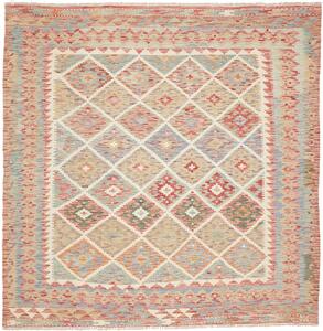 Tappeto Kilim Afghanistan Geometrico Multicolore Pastello 196x199 Cm