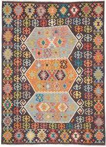Tappeto Kilim Afghanistan Geometrico Marrone Arancione 171x234 Cm