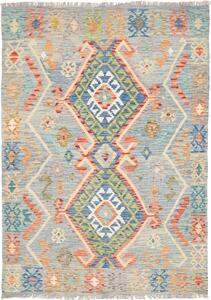 Tappeto Kilim Afghanistan Astratto Azzurro Policromo 146x206 Cm