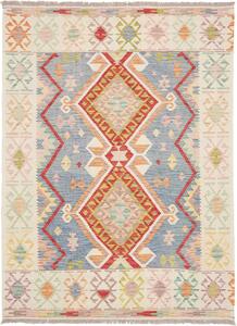 Tappeto Kilim Afghanistan Astratto Blu Avorio 156x211 Cm