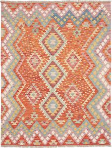Tappeto Kilim Afghanistan Geometrico Arancio Blu 152x201 Cm